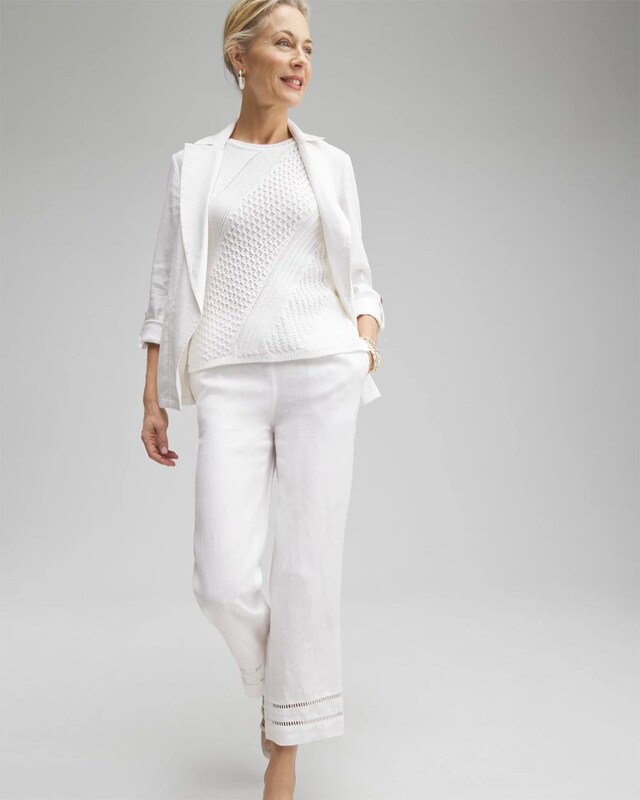 Linen Ladder Trim Cropped Pants - image 2